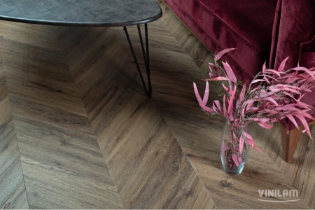 Кварцвиниловая плитка VINILAM PARQUET CHEVRON RI107516 Шеврон Лувр Glue